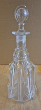 Victorian Glass  Decanter With Stopper Clear  Ribbed Pattern Antique