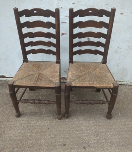 Pair ladderback dining chairs - dining,
