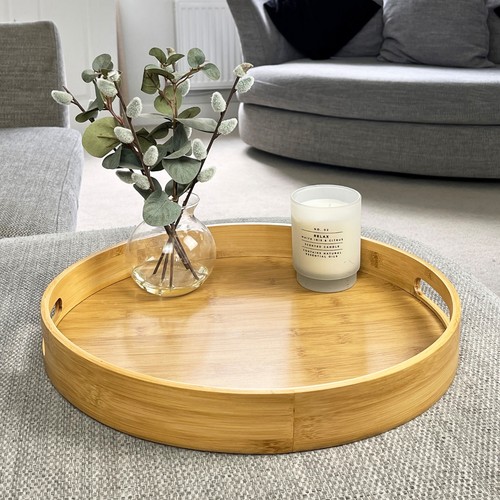 Wooden tray with handles - wooden,