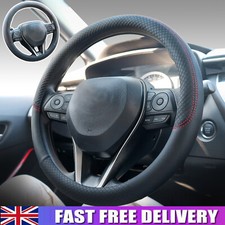 15'' Breathable Car Steering Wheel Cover PU Leather Anti-slip Interiors Black