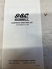 GEC SOBELL TRADE PRICE LIST NOV 1ST 1971 SHACK/WALL ART