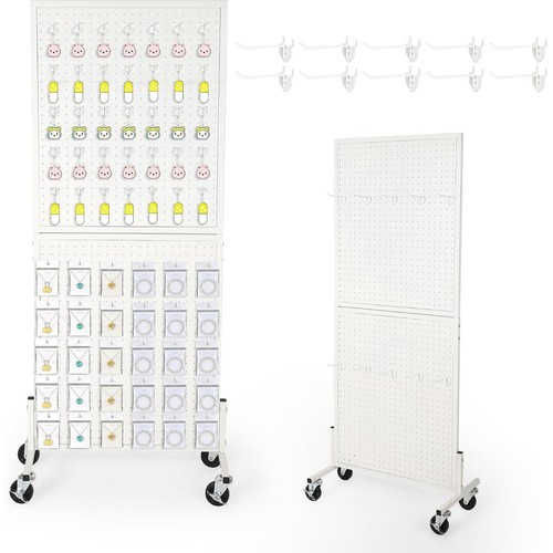 Rolling metal pegboard display - metal,