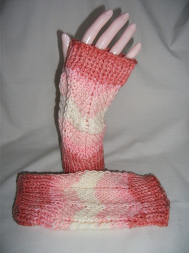 Hand knitted wrist warmers - hand,