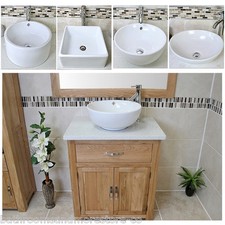 Bathroom Vanity Unit Free Standing Oak Cabinet White Quartz Ceramic Basin 502
