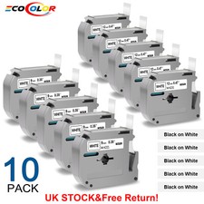 Fit For Brother P-Touch M-K221 M-K231 Label Tape 9mm 12mm White PT-65 75 80 M95