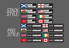 6x Personalised MTB DH Bike Name Stickers Name Tag Decals With Country Flag