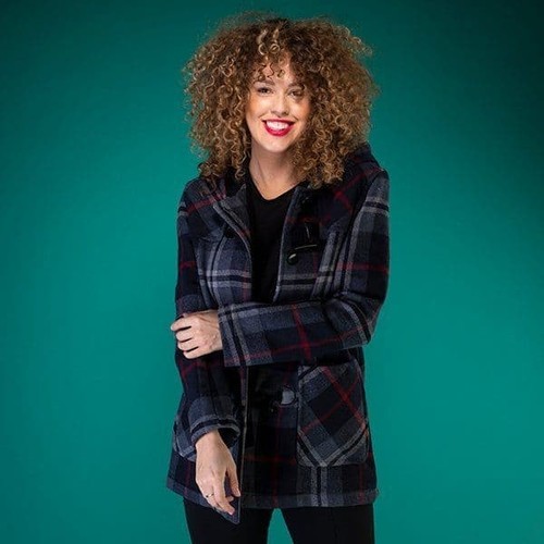 Navy check wool - navy,