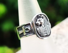 Bastet Goddess Ring 925 Sterling Silver God of Egypt Cat Egyptian Ankh Talisman