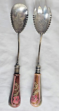 WEDGWOOD MID-LATE 19TH CENTURY MAJOLICA PAIR OF SALAD SERVERS