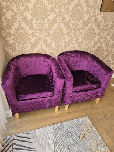 Crushed velvet tub chairs - tub,