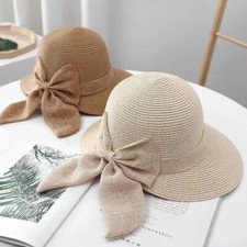 Wide Brim Beach Cap Bowknot