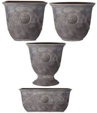 Antique Slate Plant Pot Indoor Garden Round Trough Urn Plastic Flower Planter