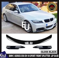 FOR BMW 3 SERIES E90 E91 M SPORT PRE-LCI FRONT SPLITTER LIP GLOSS BLACK  04-08