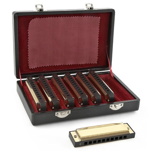 Blues golden harmonica - set, by