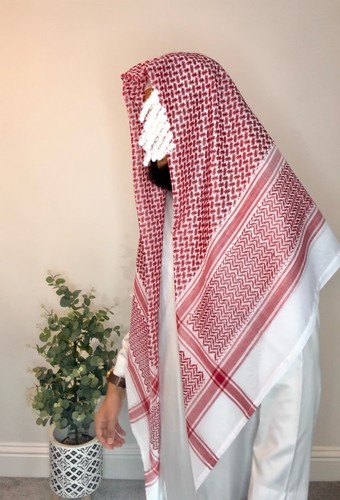 Red and white shemagh scarf - shemagh,