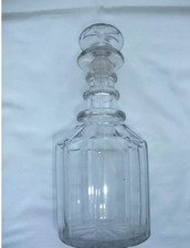 Late Georgian early Victorian Panel Cut Military Decanter with Mushroom Stopper