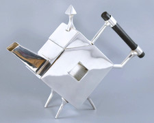 SILVER PLATE CHRISTOPHER DRESSER ART DECO DESIGN CUBIST DIAMOND TEA POT