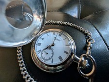 Jean Pierre Chrome Plated Engraved Half Hunter 17 Jewel Pocket Watch, ref G100CM