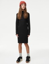 Marks & Spencer Girls Black Cotton Knee length Pencil Girls Dress - M&S