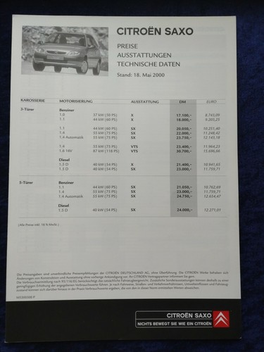 Citroen saxo specifications - citroen,