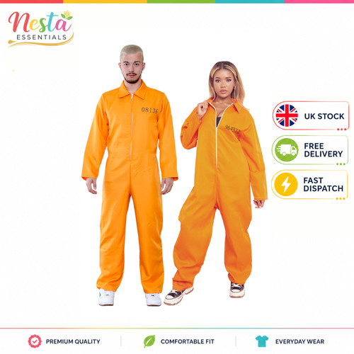 Adult orange prisoner - adult, coverall