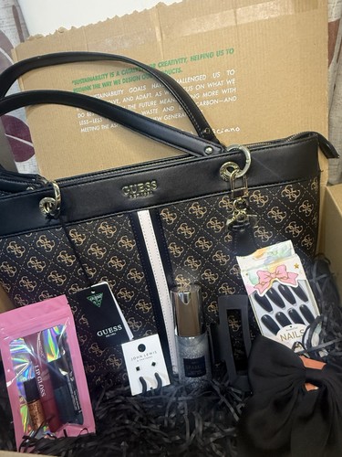 Guess logo print black brown - logo,