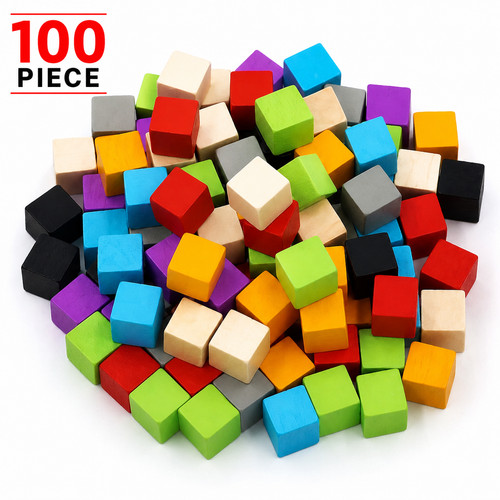 100 wooden cube blocks - blocks, 10mm