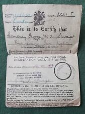 WW1 National Registration Card George Savage Occupation- Engineering Gun Sights
