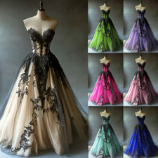 Gothic Black/Champagne WeddingDresses Sweetheart Lace Applique BridalGown Custom