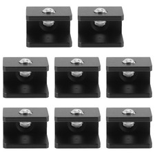 8 Pcs Glass Brackets Black Clamps Shelf Clip Mount Wall