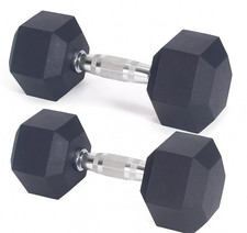 Hex Dumbbells Set 2.5kg-20kg Pair Ergo Hand Weights Rubber Encased Hexagonal Gym