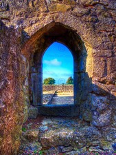 STONE WALL ARCH WINDOW CASTLE