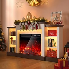 Electric Fireplace Flame Effect Heater,Timer&20 Color LED Light TV Cabinet Gwijv
