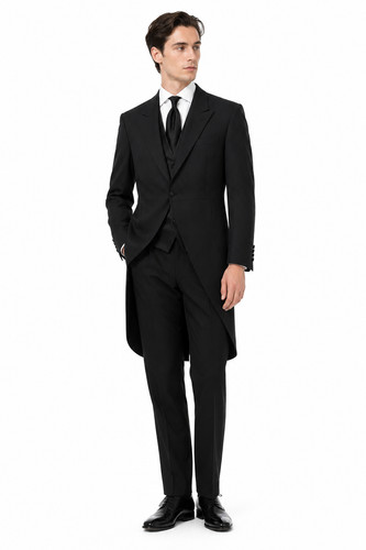 Black striped tailcoat - striped, jacket