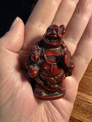 Vintage red laughing buddha - laughing,