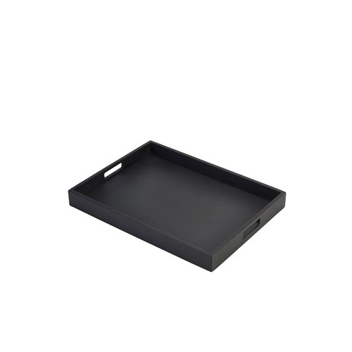 Tray black solid acacia wood - black,