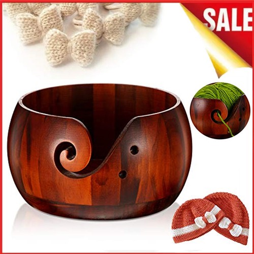 Yarn bowl handcrafted wooden - yarn,
