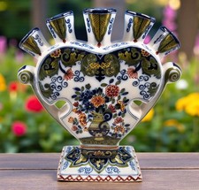 Vintage Royal Tichelaar Makkum Polychrome Delft Tulip Vase 439 Dutch Netherlands