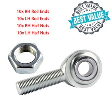 1/2" Male Rose Joint RH&LH Rod End Superstox Brisca Bargain Pack 20x + Half Nuts