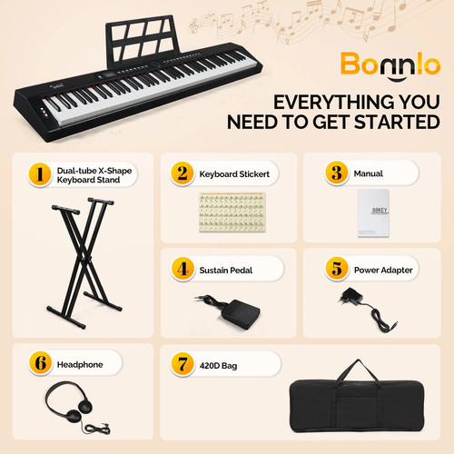Glarry keys semi weighted - 88, semi-weighted