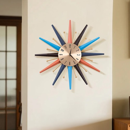 55cm large wall clock sunburst - large,