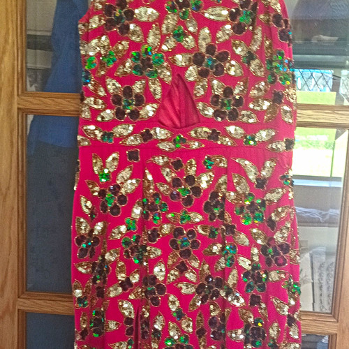 Pink sequin floral - floral, lined