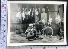 Arab Meat Market Bicycle Bike Butcher Food Vintage BW Photo Snapshot