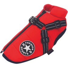 Dog Coat Waterproof With Harness Jacket Raincoat Winter Zip Coats Pet Hole Warm