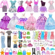 56Pcs Doll Clothes Outfit for Barbie, Doll Accessories Mini Dress Party Dress Bi