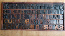 Full Vintage Wooden Tray of 224 Letterpress Letters Various Sizes 82x36.8x5cm 
