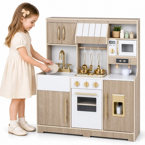 Wooden play kitchen - wooden, kids