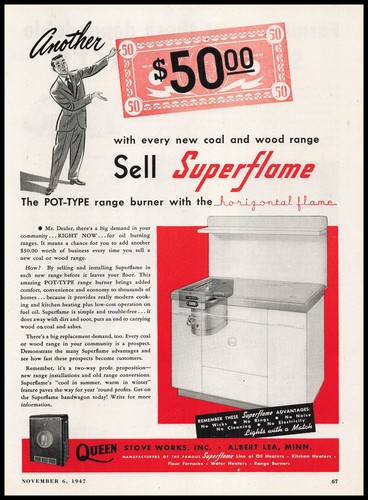 1947 queen stove works - stove,