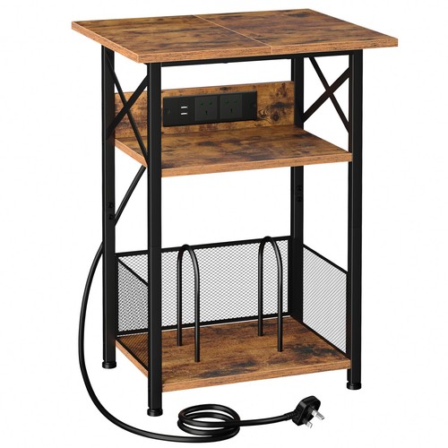 Brown record player stand with - player,