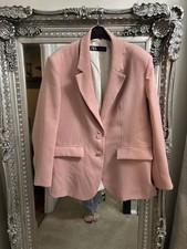 Zara Women’s Plain Pink Button Occasion Blazer Jacket Size XL